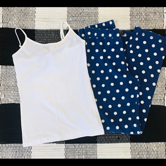 Polka dot pants and white tank pajamas set outfit polka dot beach summer… - Picture 2 of 3